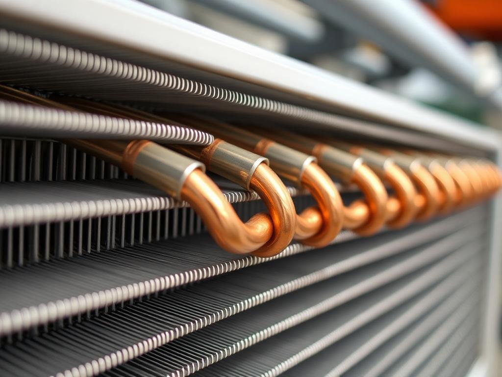 Évaporateur de climatisation avec ailettes et tubes cuivre